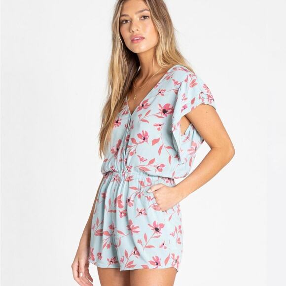 Billabong Floral Romper Size L Large - Picture 1 of 6